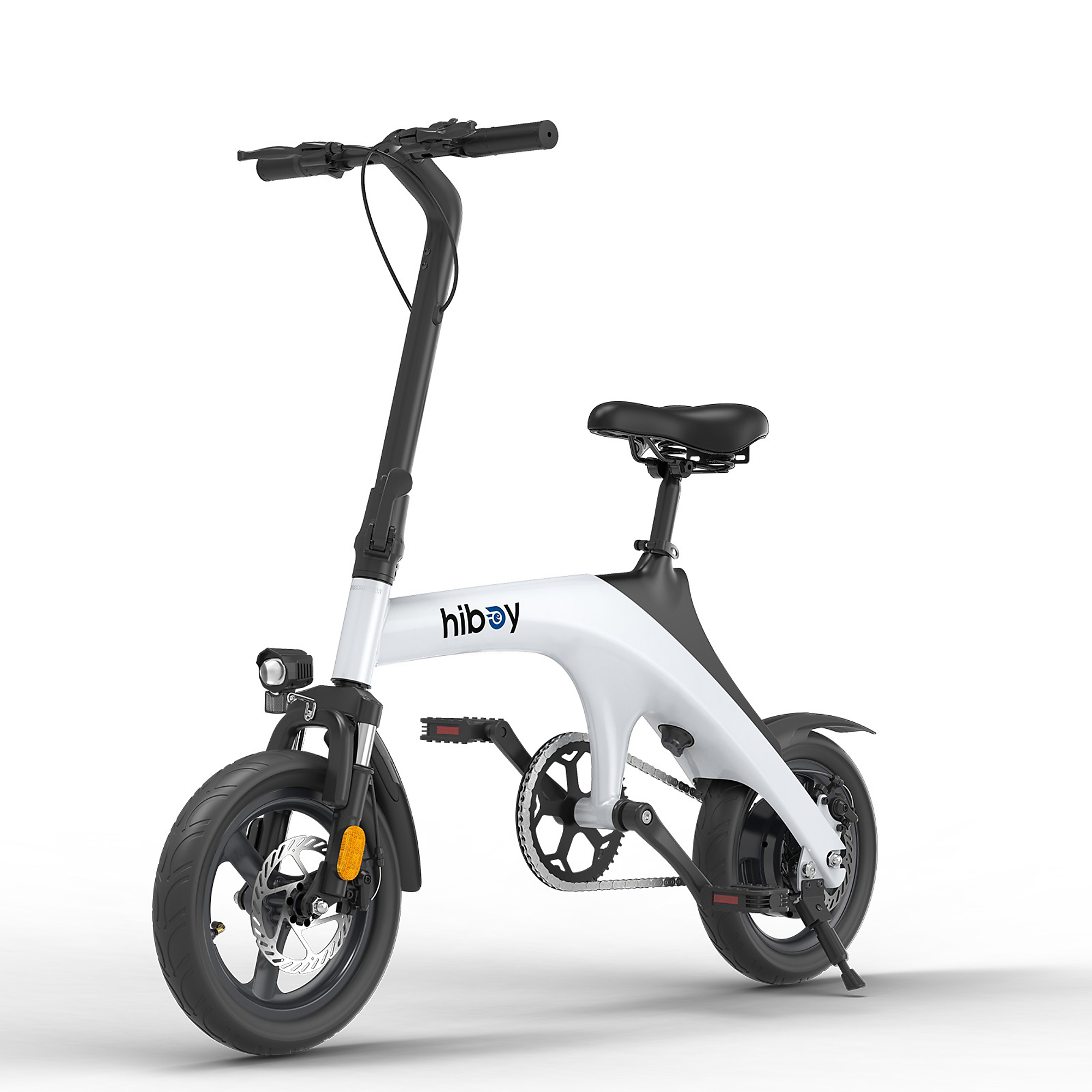Hiboy Folding Electric Bike — 350W Motor, 36V 7.8Ah Battery, 20 MPH, 21.7-Mile Range, Dual Disc Brakes, White, Model# BAC-C1-W